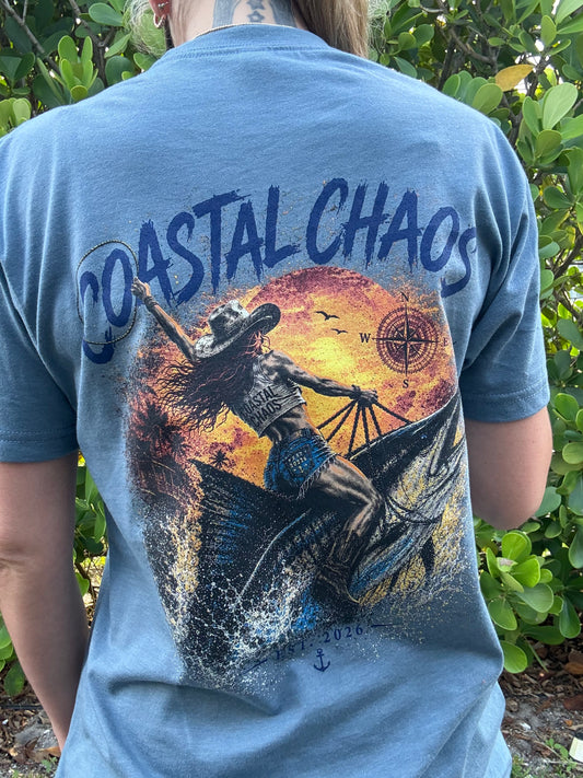 Coastal Chaos Signature Tee – Heather Slate Blue