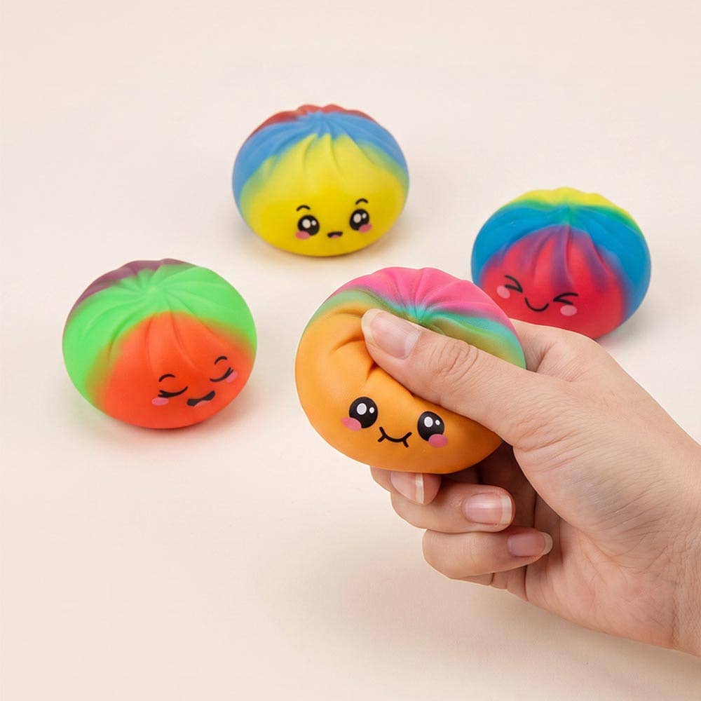 12PCS - Rainbow Steamed Bao Bun Dumpling Squeeze Squishy Stress Relief Toy