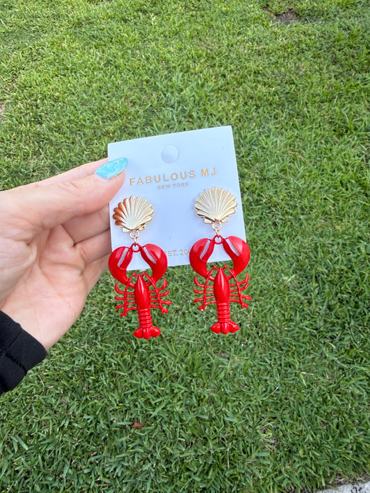 Seashell Lobster Earrings