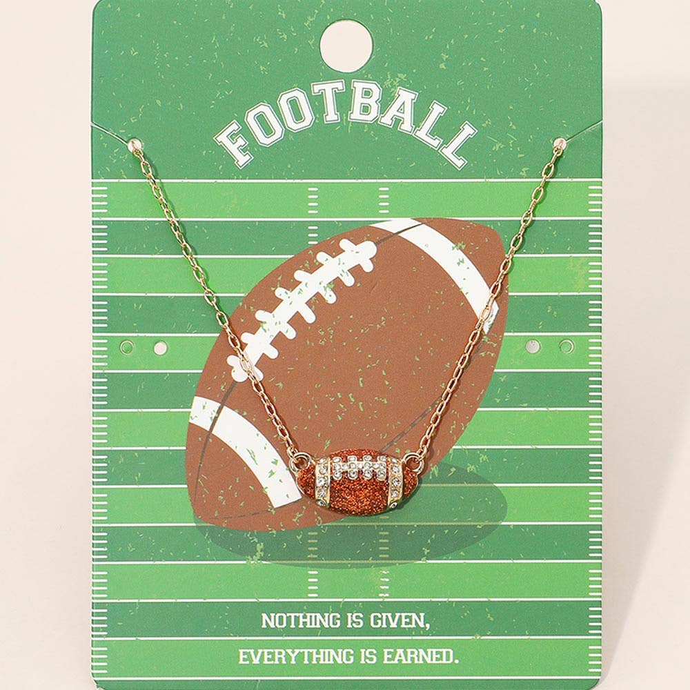 Pearl Accent Football Pendant Necklace