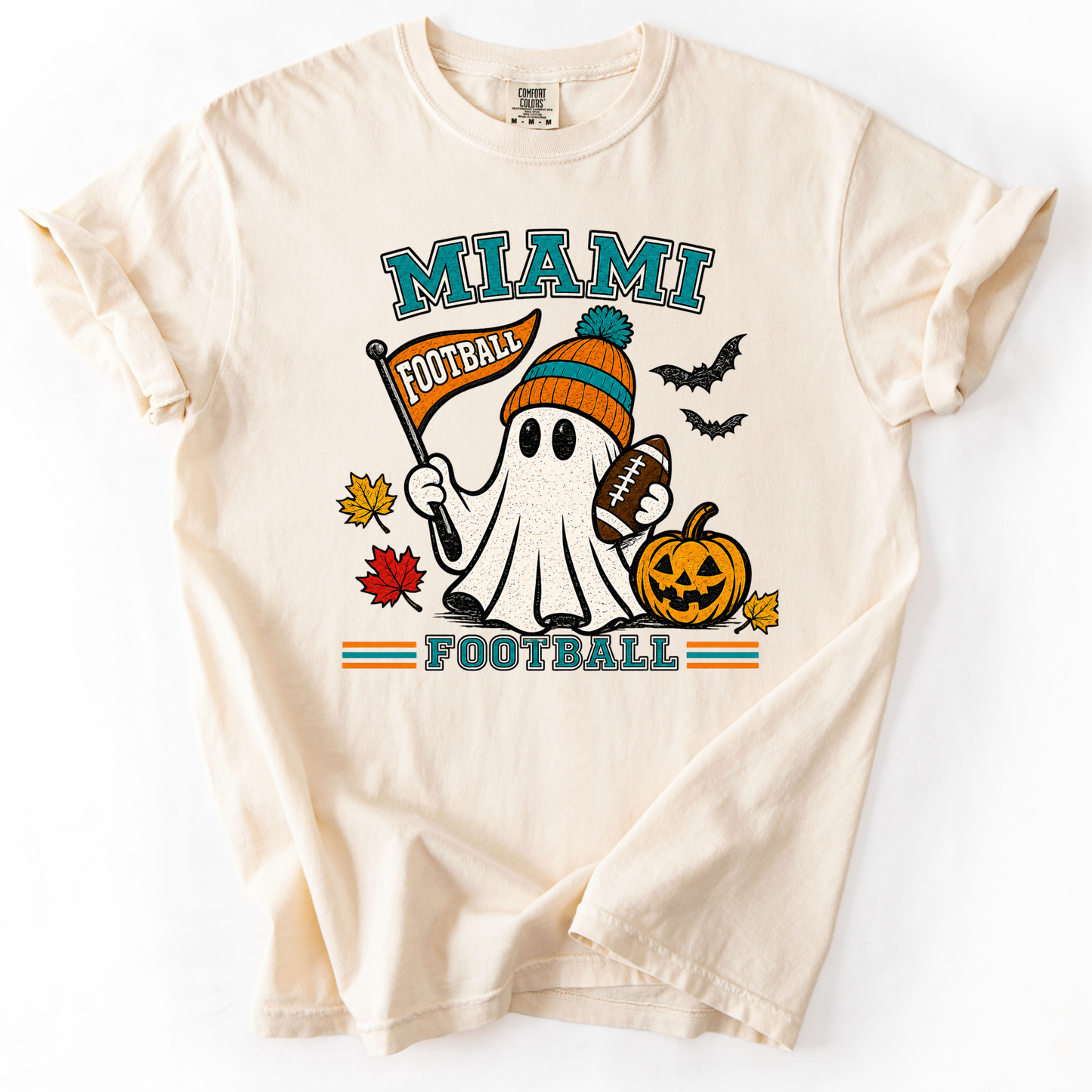Miami Ghost Football Tee — Comfort Colors