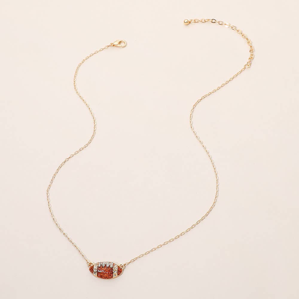 Pearl Accent Football Pendant Necklace