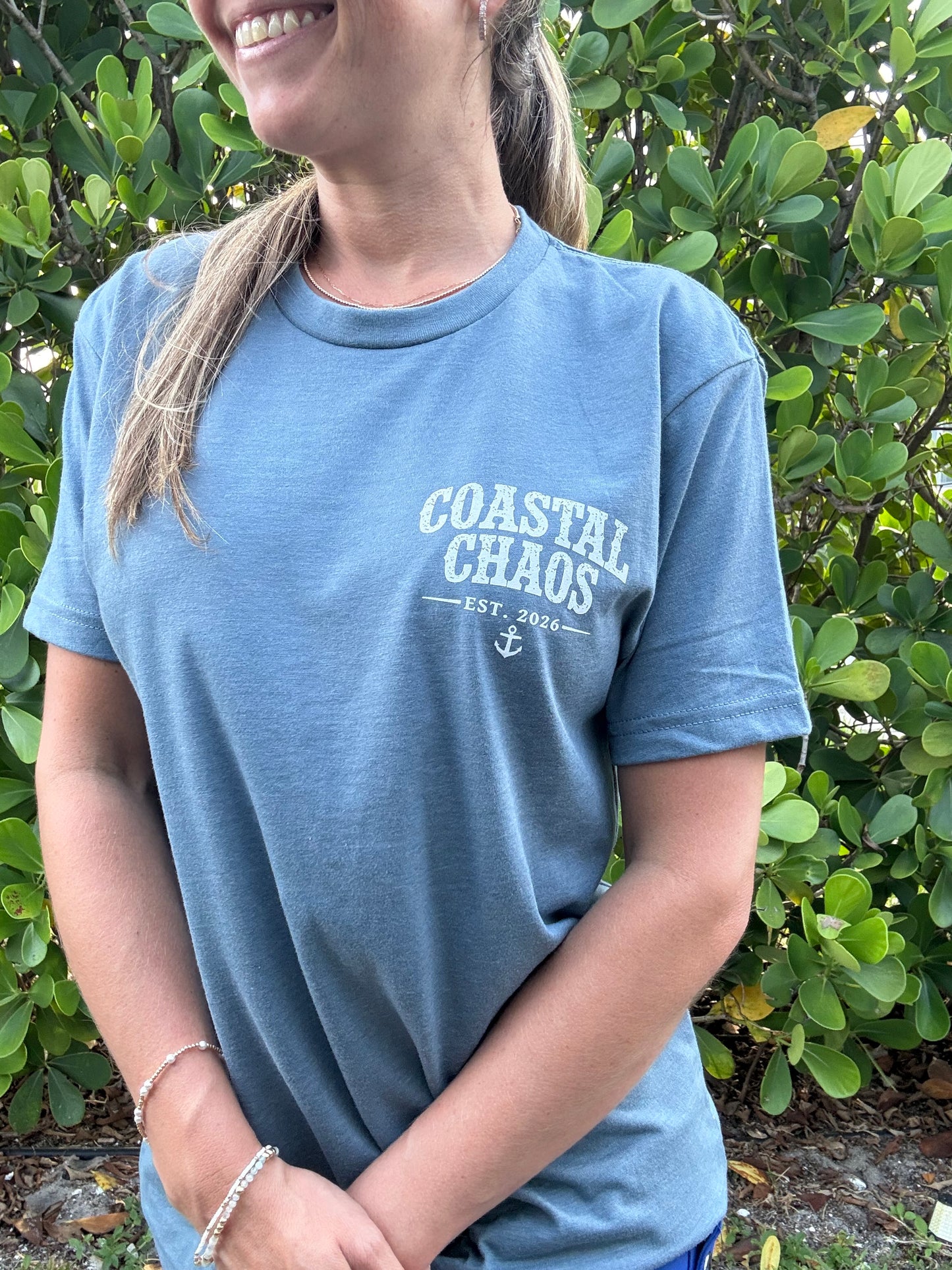 Coastal Chaos Signature Tee – Heather Slate Blue