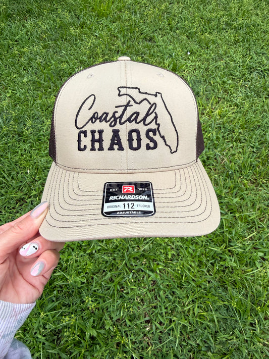 Coastal Chaos Khaki & Brown Richardson Trucker Hat