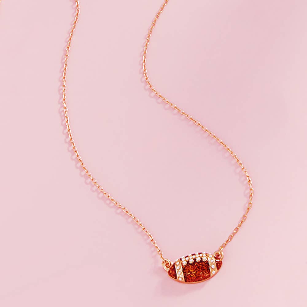 Pearl Accent Football Pendant Necklace