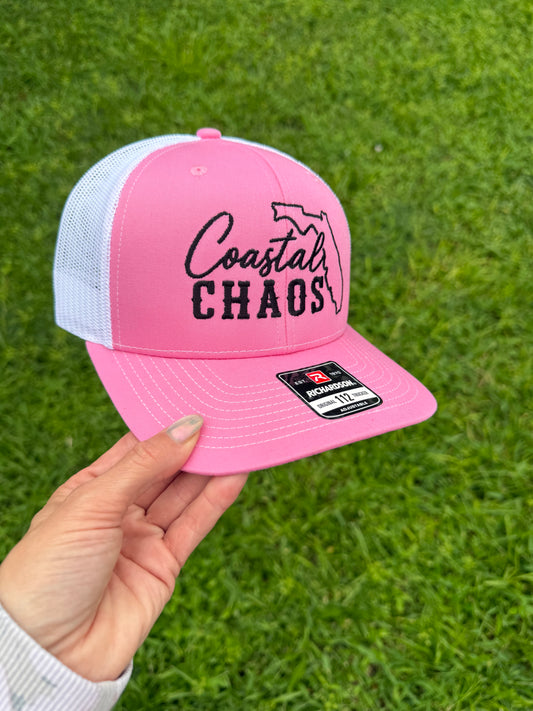 Coastal Chaos Pink Richardson Trucker Hat