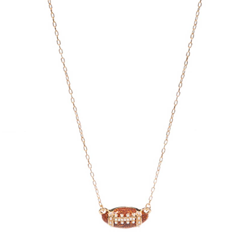 Pearl Accent Football Pendant Necklace