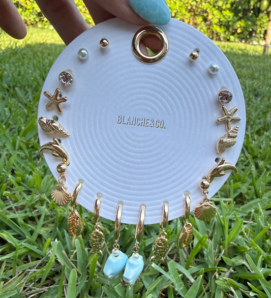 Coastal Charm Huggie Earring Set