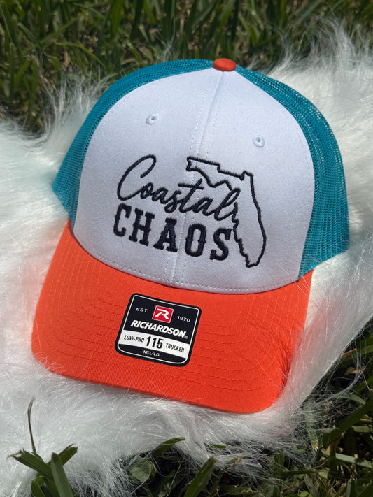 Coastal Chaos Low Pro Trucker Hat – Teal & Orange