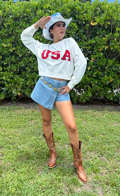 USA Cropped Lounge Sweatshirt
