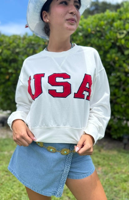 USA Cropped Lounge Sweatshirt