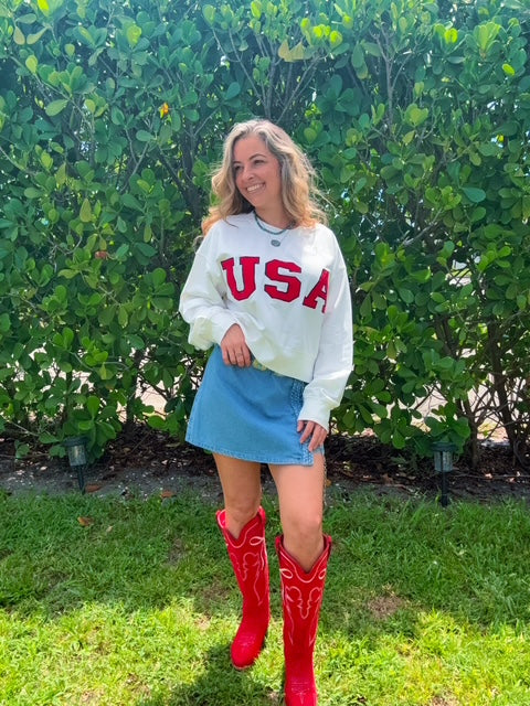 USA Cropped Lounge Sweatshirt