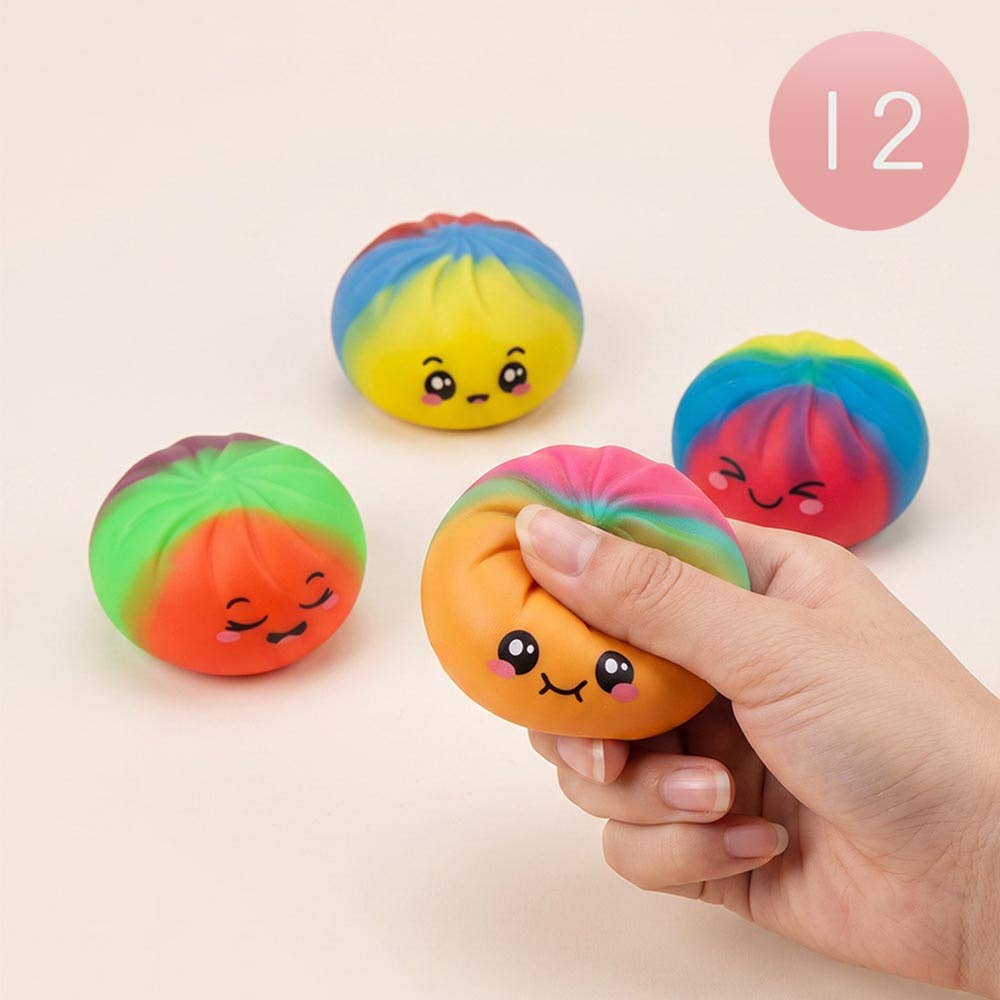 12PCS - Rainbow Steamed Bao Bun Dumpling Squeeze Squishy Stress Relief Toy