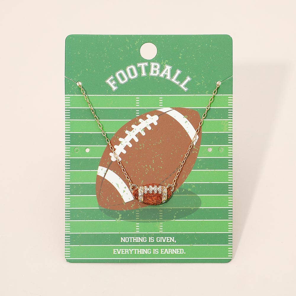 Pearl Accent Football Pendant Necklace