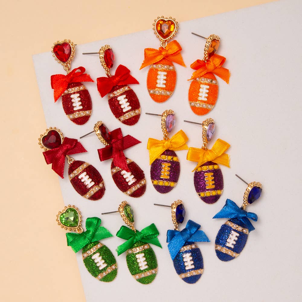 Football Ribbon Game Day Earrings