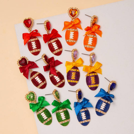 Football Ribbon Game Day Earrings